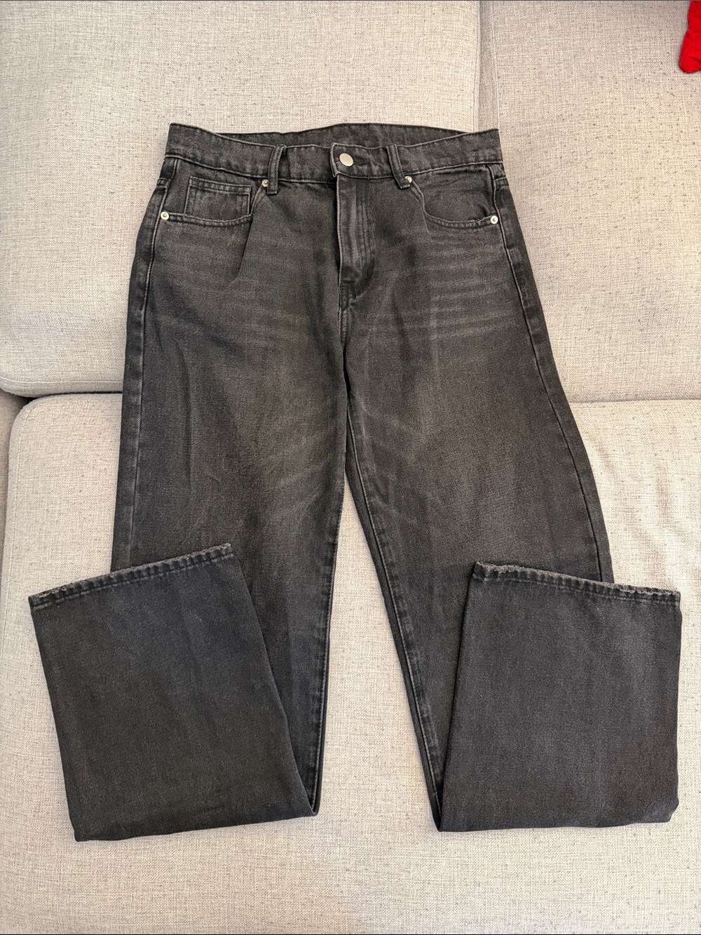 MNML Men's Black Washed Jeans - Classic Straight Fit 30x34